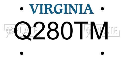 Q280TM Virginia License Plate