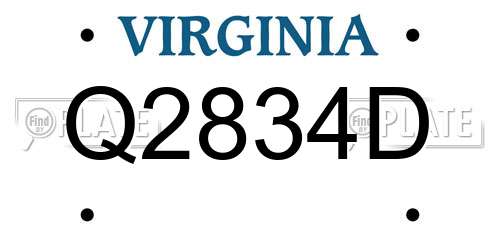 Q2834D Virginia License Plate