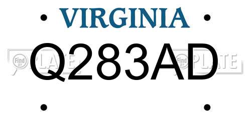 Q283AD Virginia License Plate