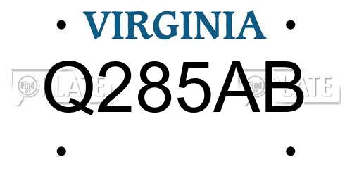Q285AB Virginia License Plate