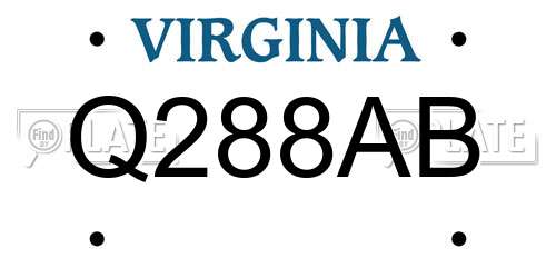 Q288AB Virginia License Plate