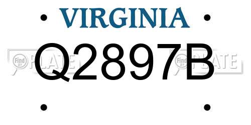 Q2897B Virginia License Plate