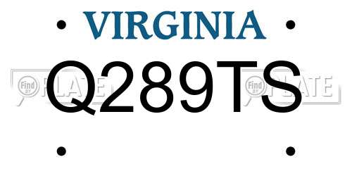 Q289TS Virginia License Plate