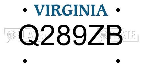 Q289ZB Virginia License Plate