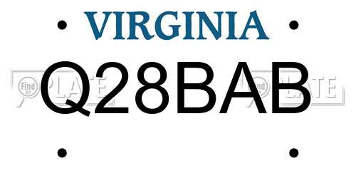 Q28BAB Virginia License Plate