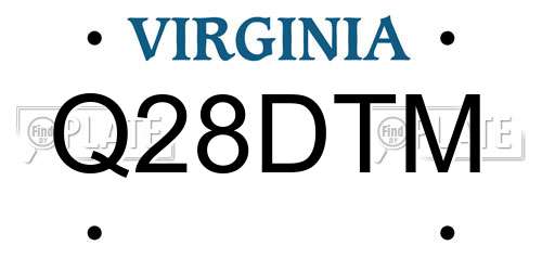 Q28DTM Virginia License Plate