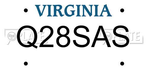 Q28SAS Virginia License Plate