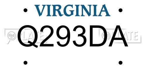Q293DA Virginia License Plate