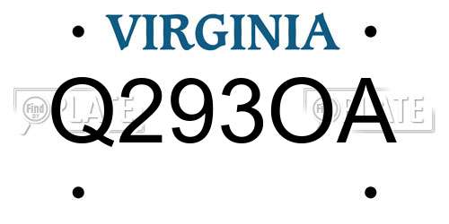 Q293OA Virginia License Plate
