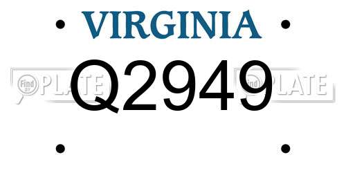 Q2949 Virginia License Plate