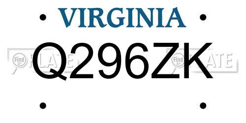 Q296ZK Virginia License Plate