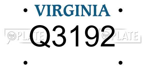 Q3192 Virginia License Plate