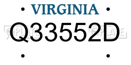 Q33552D Virginia License Plate