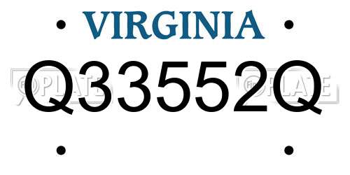 Q33552Q Virginia License Plate