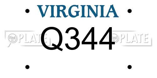 Q344 Virginia License Plate
