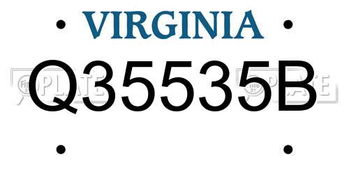 Q35535B Virginia License Plate