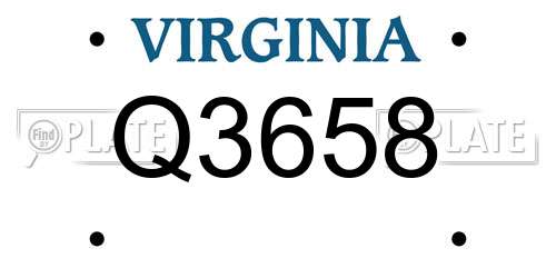 Q3658 Virginia License Plate