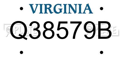 Q38579B Virginia License Plate