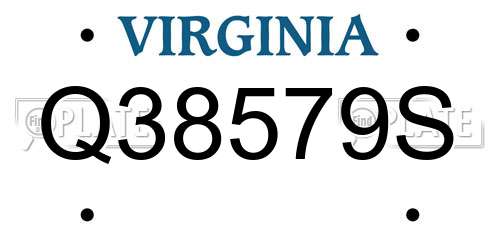 Q38579S Virginia License Plate