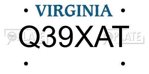 Q39XAT Virginia License Plate