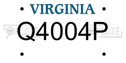 Q4004P Virginia License Plate