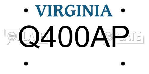 Q400AP Virginia License Plate