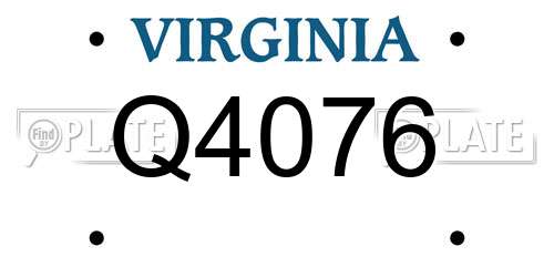 Q4076 Virginia License Plate