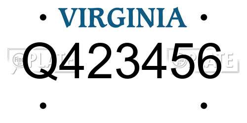 Q423456 Virginia License Plate