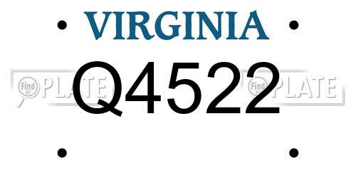 Q4522 Virginia License Plate