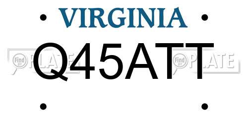 Q45ATT Virginia License Plate