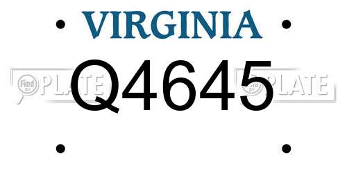 Q4645 Virginia License Plate