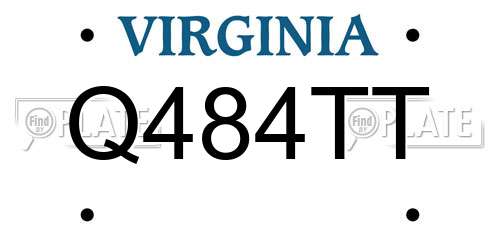 Q484TT Virginia License Plate