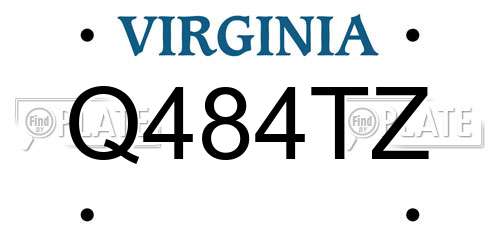 Q484TZ Virginia License Plate