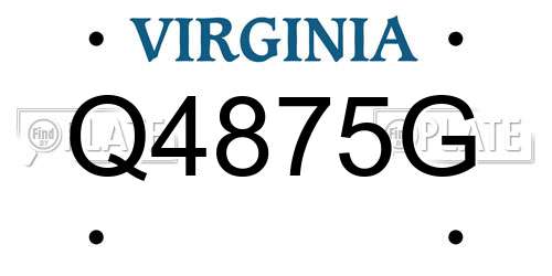 Q4875G Virginia License Plate
