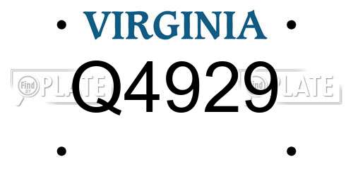 Q4929 Virginia License Plate