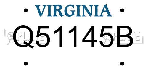Q51145B Virginia License Plate