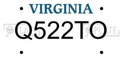 Q522TO Virginia License Plate