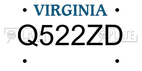 Q522ZD Virginia License Plate
