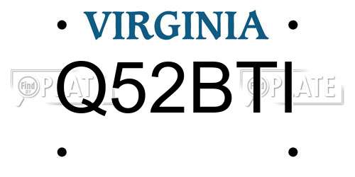 Q52BTI Virginia License Plate