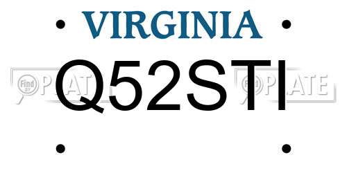 Q52STI Virginia License Plate