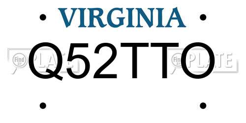 Q52TTO Virginia License Plate