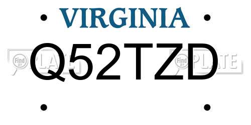 Q52TZD Virginia License Plate