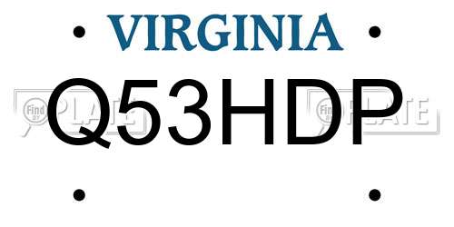 Q53HDP Virginia License Plate