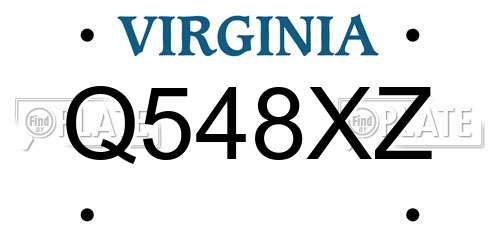 Q548XZ Virginia License Plate