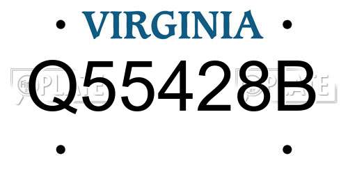 Q55428B Virginia License Plate