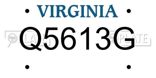 Q5613G Virginia License Plate