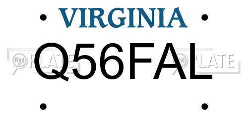 Q56FAL Virginia License Plate