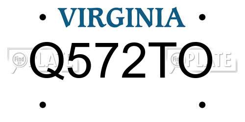 Q572TO Virginia License Plate