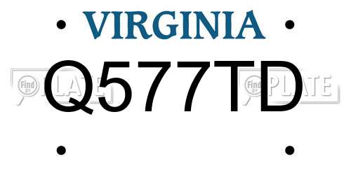 Q577TD Virginia License Plate