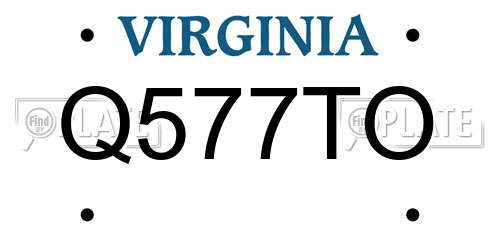 Q577TO Virginia License Plate